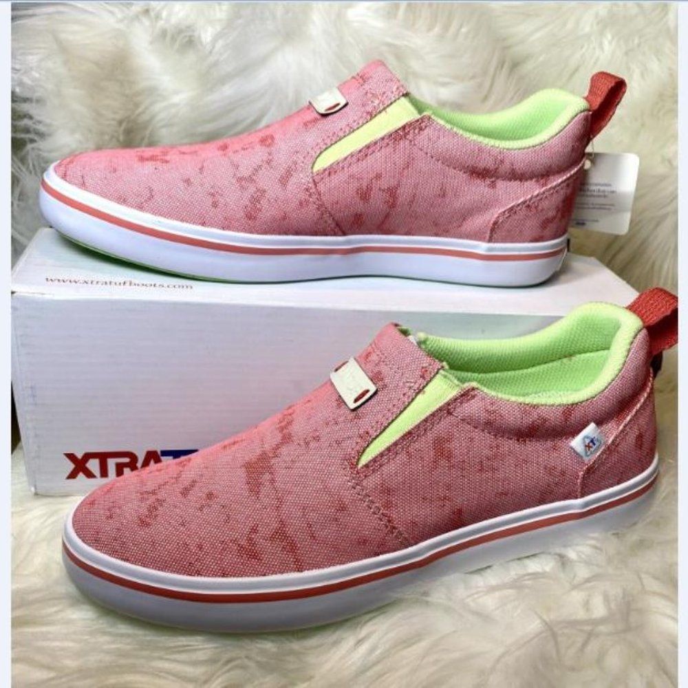 NEW XTRATUF Women's W 7 Sharkbyte Eco Deck Shoes Coral Pink Waterproof Fast Ship